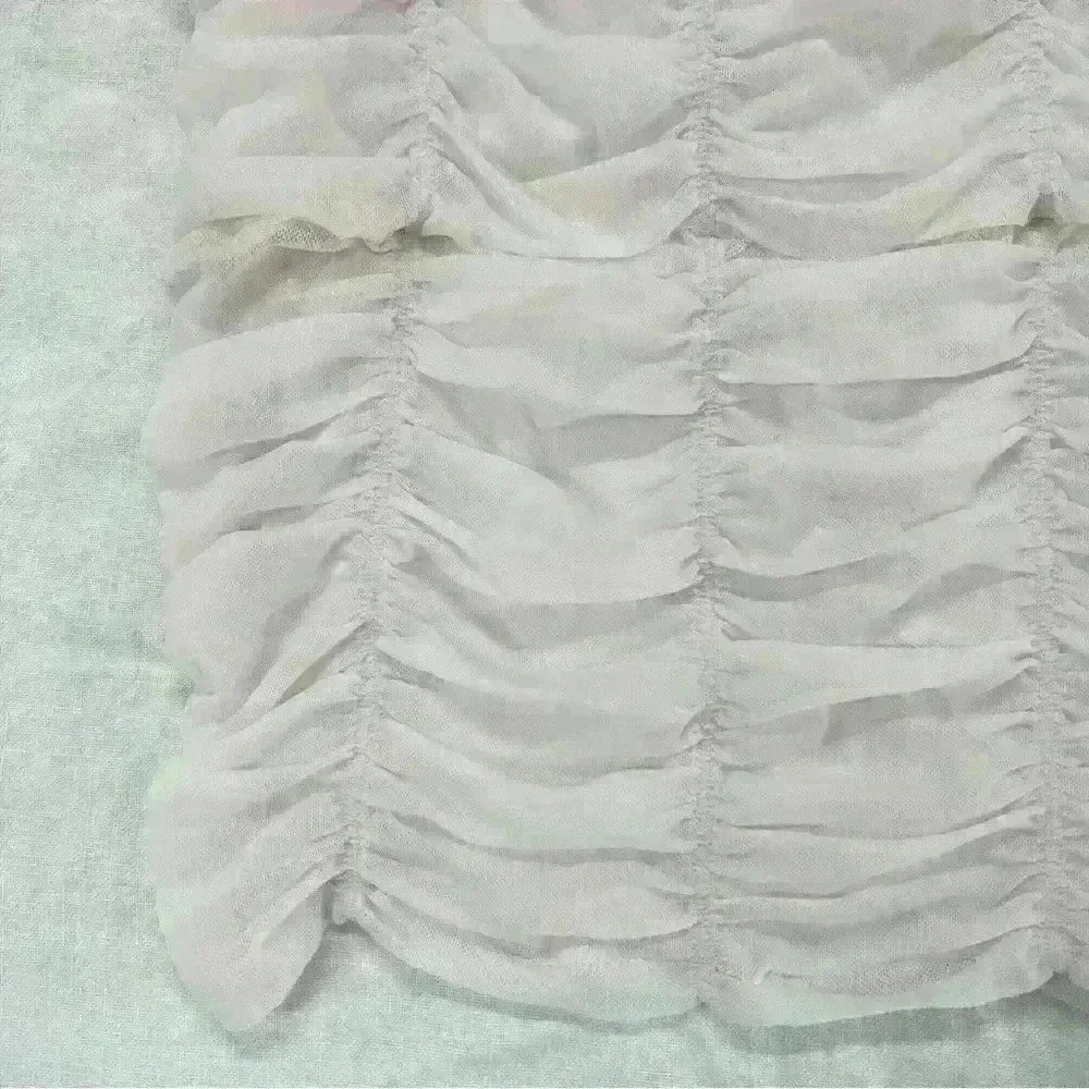 FREE PEOPLE INTIMATELY Light Pink Sheer Rouged Top Size L - Picture 9 of 10